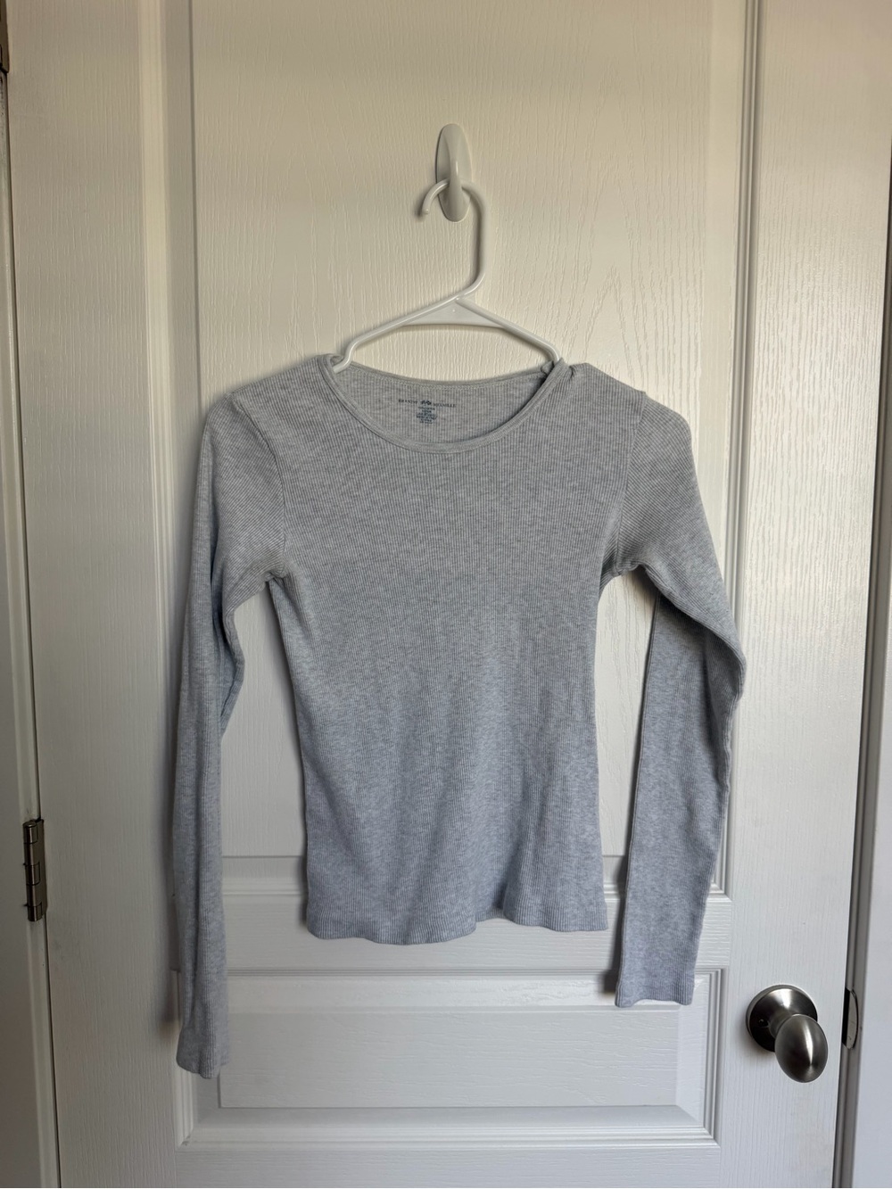 Brandy Melville Grey Ribbed Long Sleeve Tee
